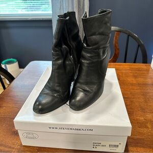 Steve Madden Editor Bootie Black Genuine Leather 8.5